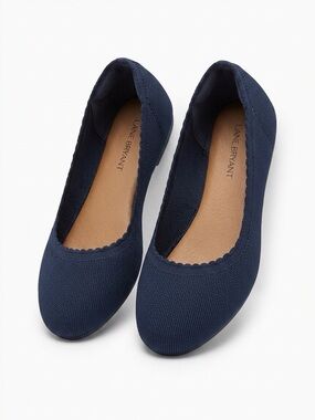 Lane Bryant Navy Knit Slip-On Ballet Flats size 10W